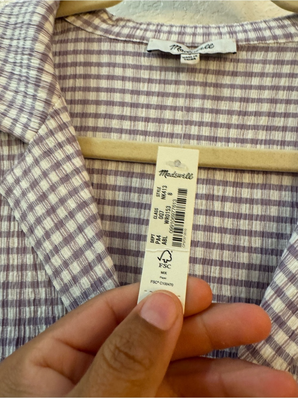 Madewell Lavender-Check Button-Front Mini Dress - Picture 7 of 13
